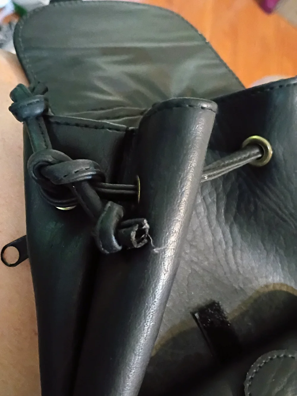 G.H. Bass & Co. Black Leather Mini Backpack with Gold Buckles